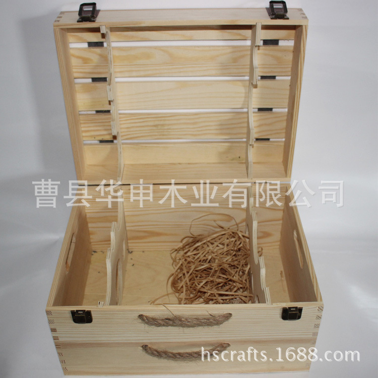 木质干红葡萄酒礼盒6支装 六支红酒木盒手提木制红酒盒木制礼品盒