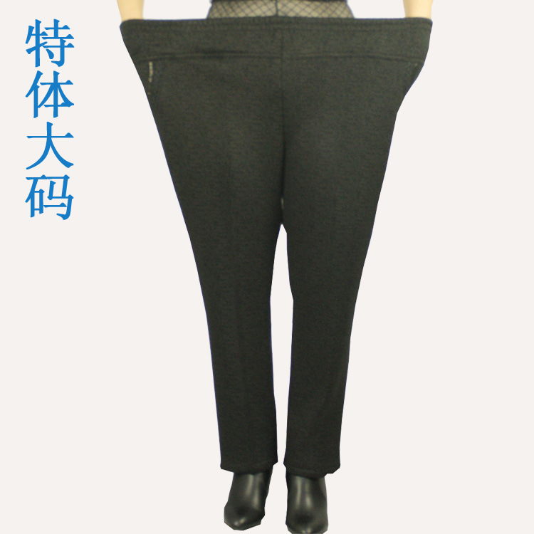 2020 Middle-aged and Elderly Women's Fleece-lined Pants Thickened Women's Winter Clothing 4.2-foot Wearable Large Size Loose Waist Mother's Clothing