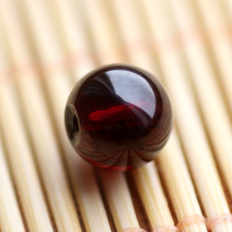 天然5A酒红石榴石散珠半成品DIY配件4568mm手链配饰项链批发