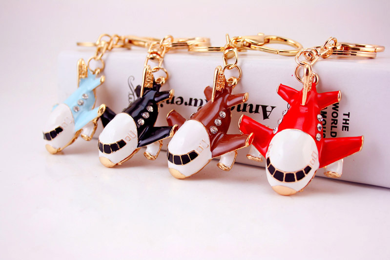 36g Weight Alloy, Metal Material Constellation Pattern Unisex Gender Coffee, Red, Blue, Black Color Korean Creative Cute Civil Aviation Small Aircraft Model Metal Keychain Wholesale 1