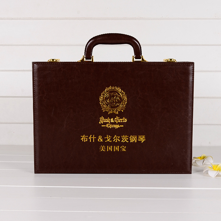 定制PU交房钥匙箱手提礼品月饼红酒盒包装皮革复古丝绒布楼书盒子