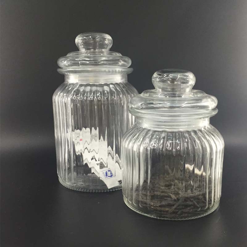 高质量透明玻璃储物罐 密封瓶竖条干粮储物瓶 泡菜瓶