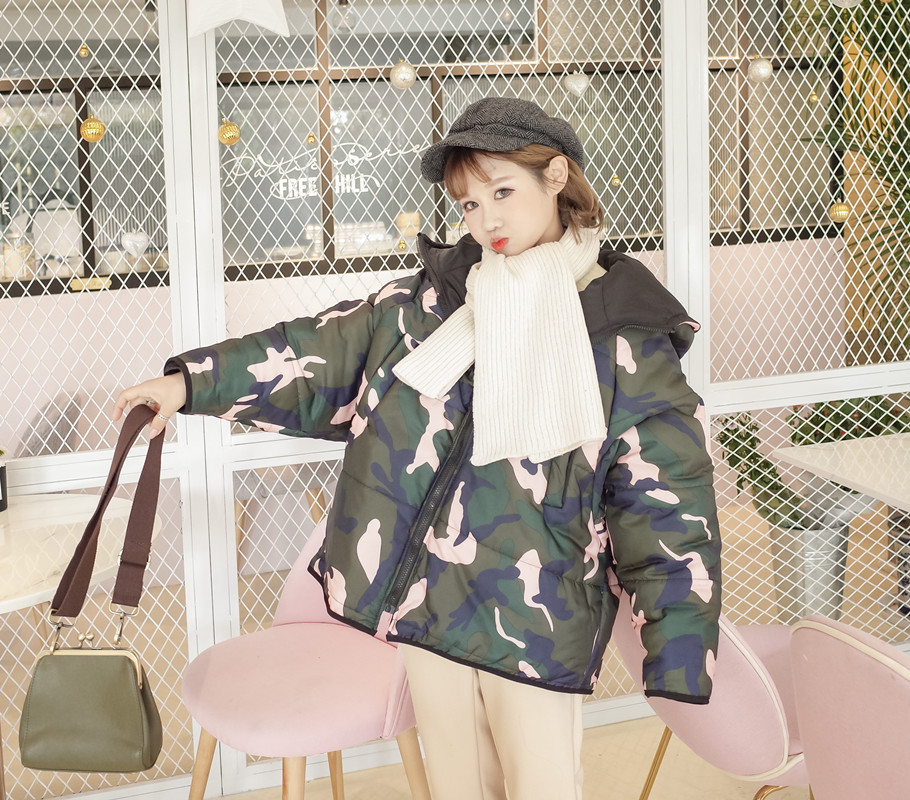 迷彩棉服_冬季韩版面包服学生迷彩棉服女宽松