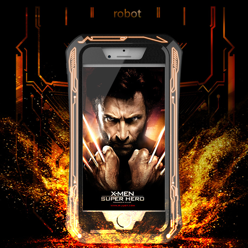 R-Just X-Men Superhero Slim Waist Stainless Steel Dirtproof Shockproof Heavy Duty Metal Case Cover for Apple iPhone 7 Plus