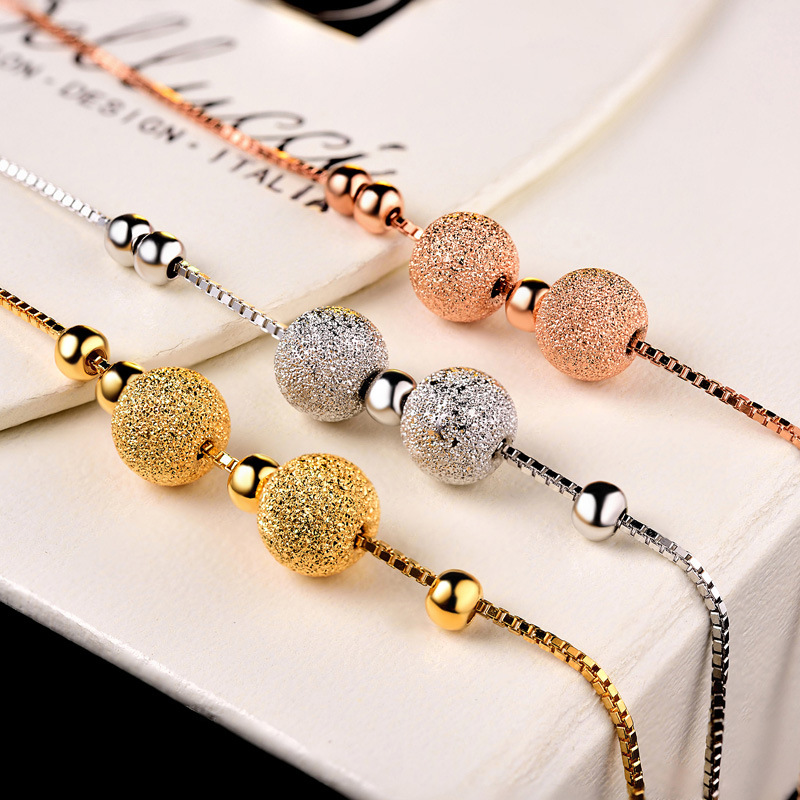 S925 plata tobillera moda estilo coreano grano redondo helado fresco pie decoración fábrica entrega al por mayor directa