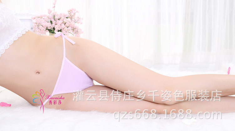 Low-Rise Transparent Thong Panties for Women, Stretch Polyester-Spandex, One Size Pink — detail image 3
