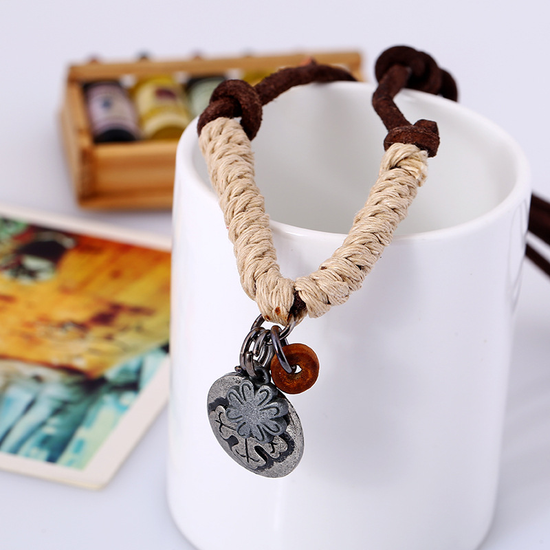 Wholesale fashion jewelry vintage cowhide necklace mens leather necklace wholesalepicture3