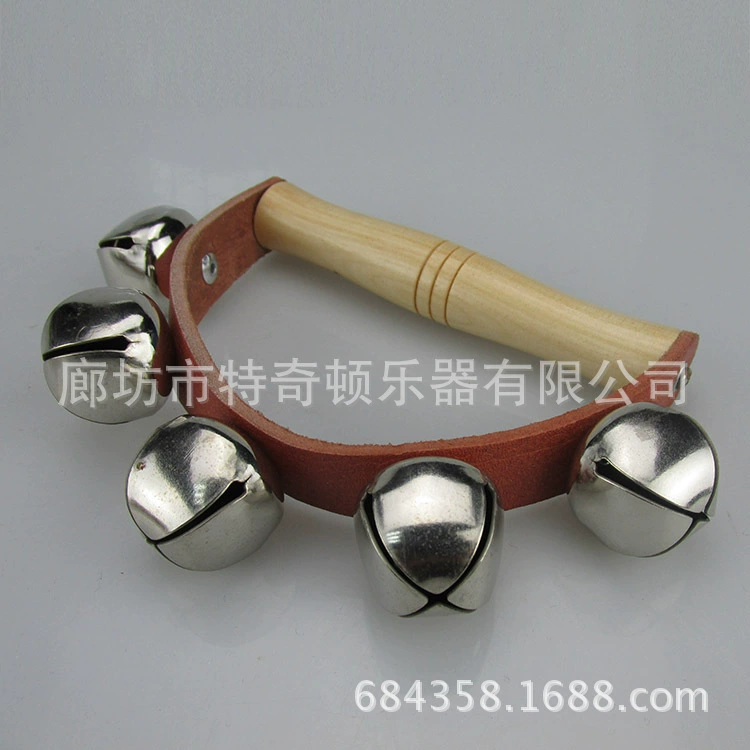 奥尔夫乐器五铃皮手铃儿童乐器木制半圆手摇铃幼儿园早教教具