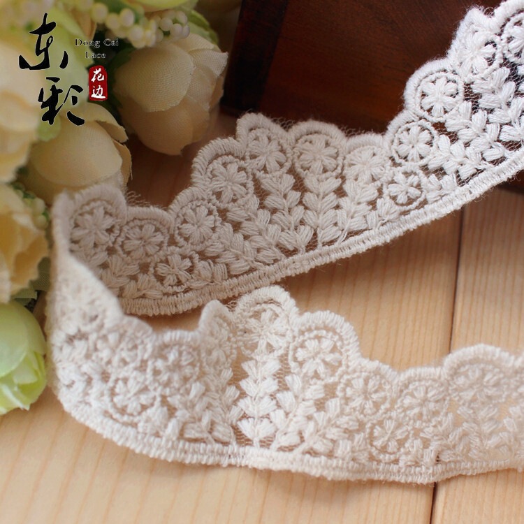 Taiwan's Best-Selling 3.3cm Small Hill-Shaped Rice Spike Lace Trim Decorative Lace Accessories Pure Cotton Noble Embroidery Lace