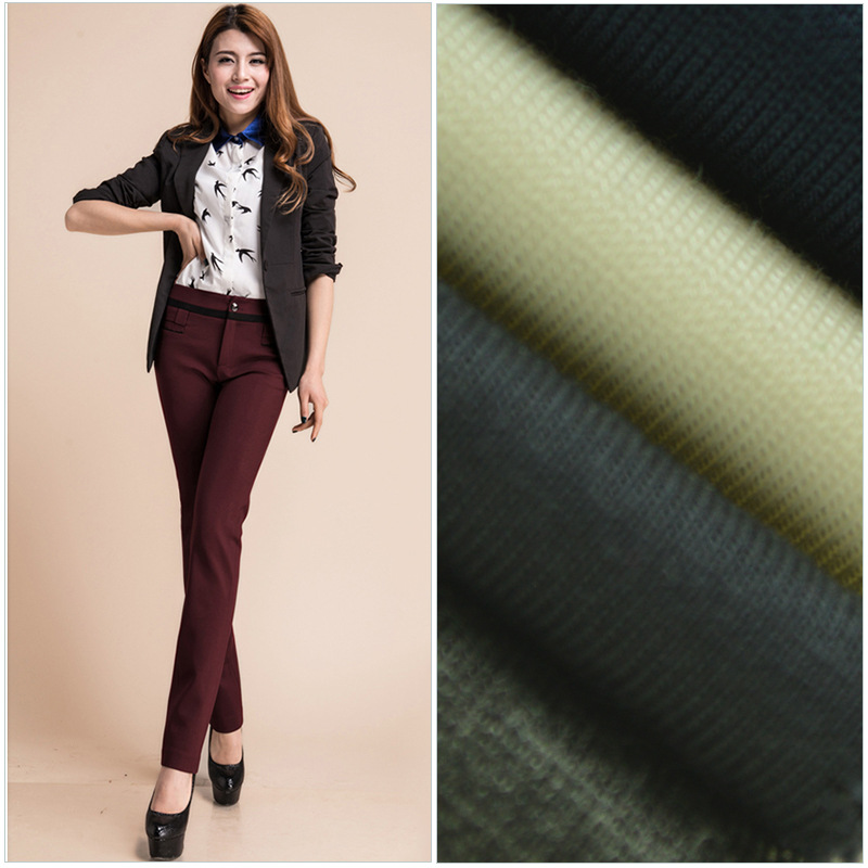 厂家供应现货 30支锦包棉罗马布 春秋冬女时装裤 棉类针织面料