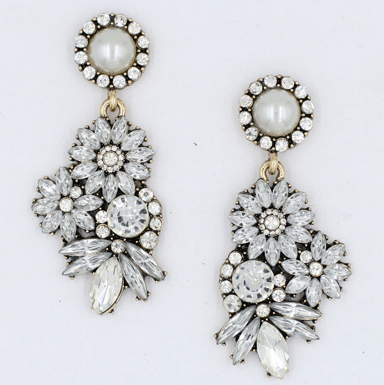 Hyperbole Flower Geometric Rhinestone Earrings Wholesale Jewelry Nihaojewelry display picture 4