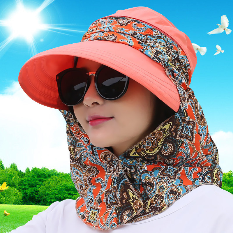 帽子女夏季遮阳帽户外骑车防晒帽太阳帽大沿遮脸遮阳帽可折叠防风