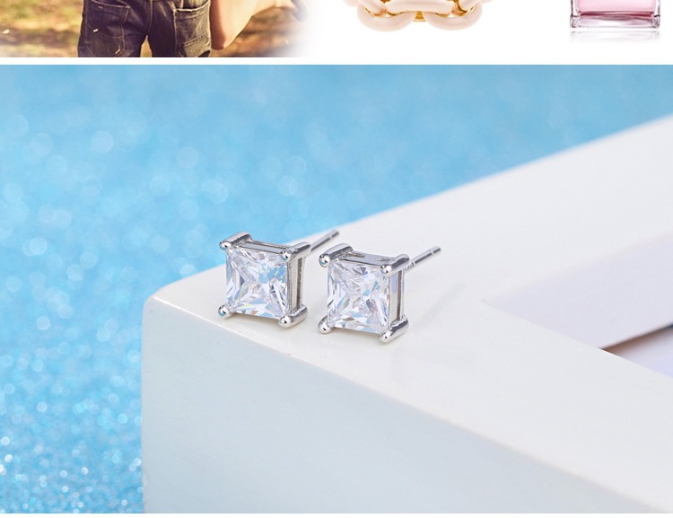 5g Weight Zircon Inlay Material Ear Studs Classification 1 Pair Quantity Daily Occasion Fashion Geometric Copper Plating Zircon Ear Studs 1 Pair
