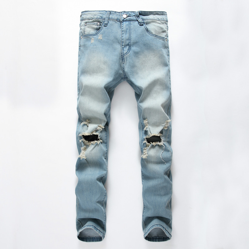 Men's Foreign Trade Jeans Trendy Ripped Nostalgic Ripped Men's Denim Trousers Aliexpress Wholesale Men's Foreign Trade Jeans Trendy Ripped Nostalgic Ripped Men's Denim Trousers Aliexpress Wholesale