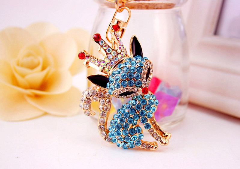 36g Weight Alloy, Metal Material Fox Pattern Unisex Gender Pink, Purple, Red, Blue, Black Color Korean Creative Cute Cartoon Crystal Crown Little Fox Keychain 14