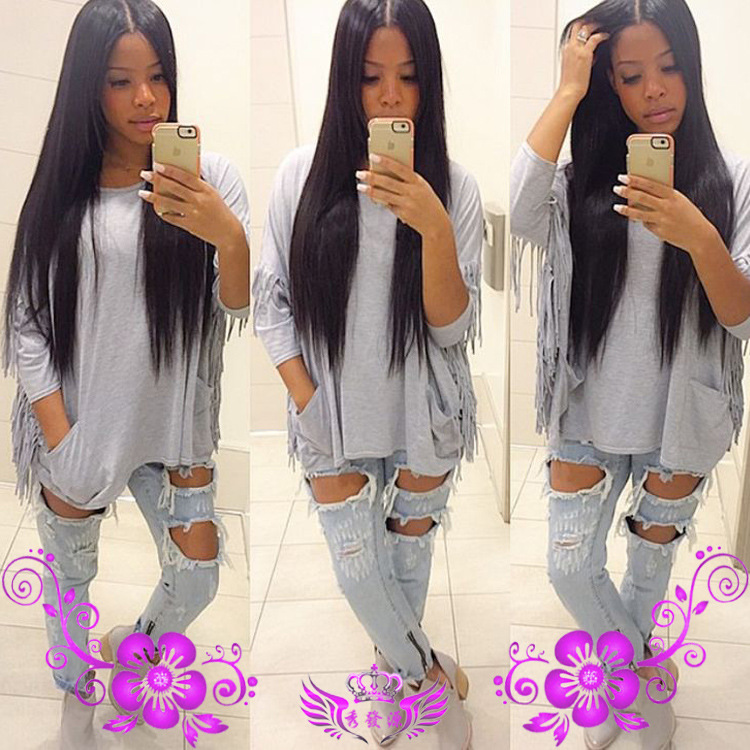 Wig straight hair weave natural color re...