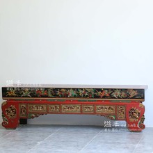 明清新中式仿古家具实木雕花手绘床榻彩绘罗汉椅子新古典双人沙发