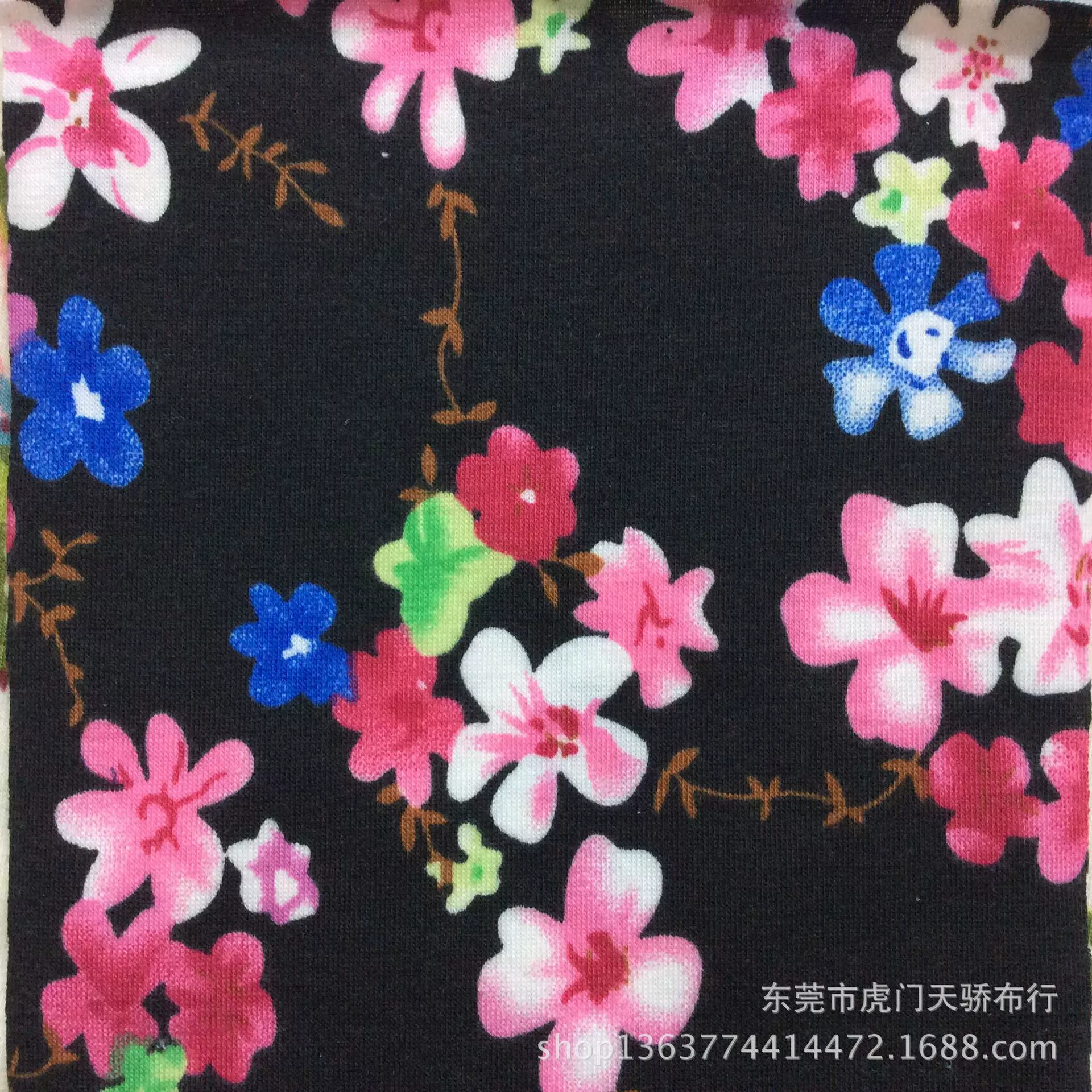Spot supply knitting single jersey printing knitting imitation cotton pull frame printing small floral dress hair accessories