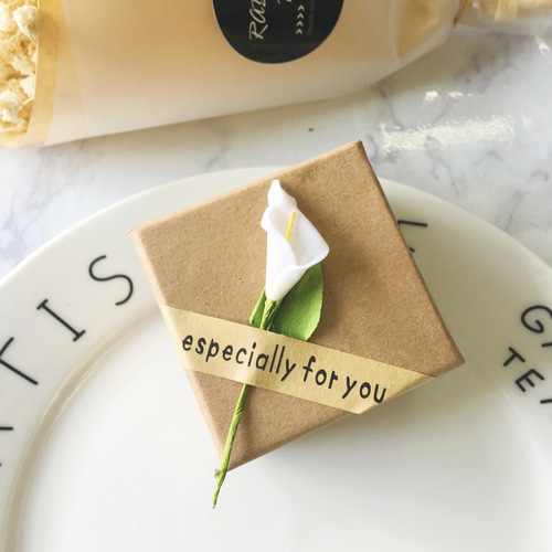 Brown kraft paper flower earring box necklace box jewelry box high-end creative and exquisite sunflower box dropshipping