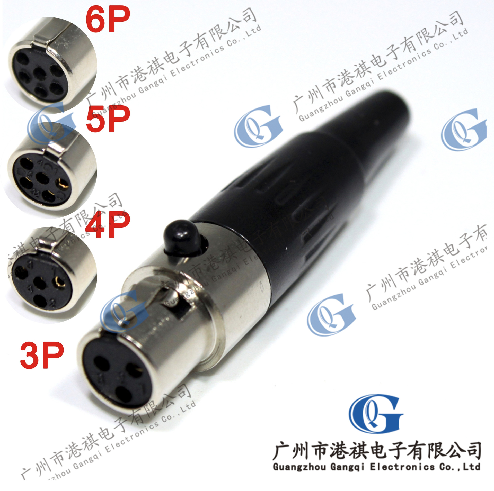 迷你卡农卡侬母MINI卡龙插头3456芯卡农腰包机无线麦克风话筒头