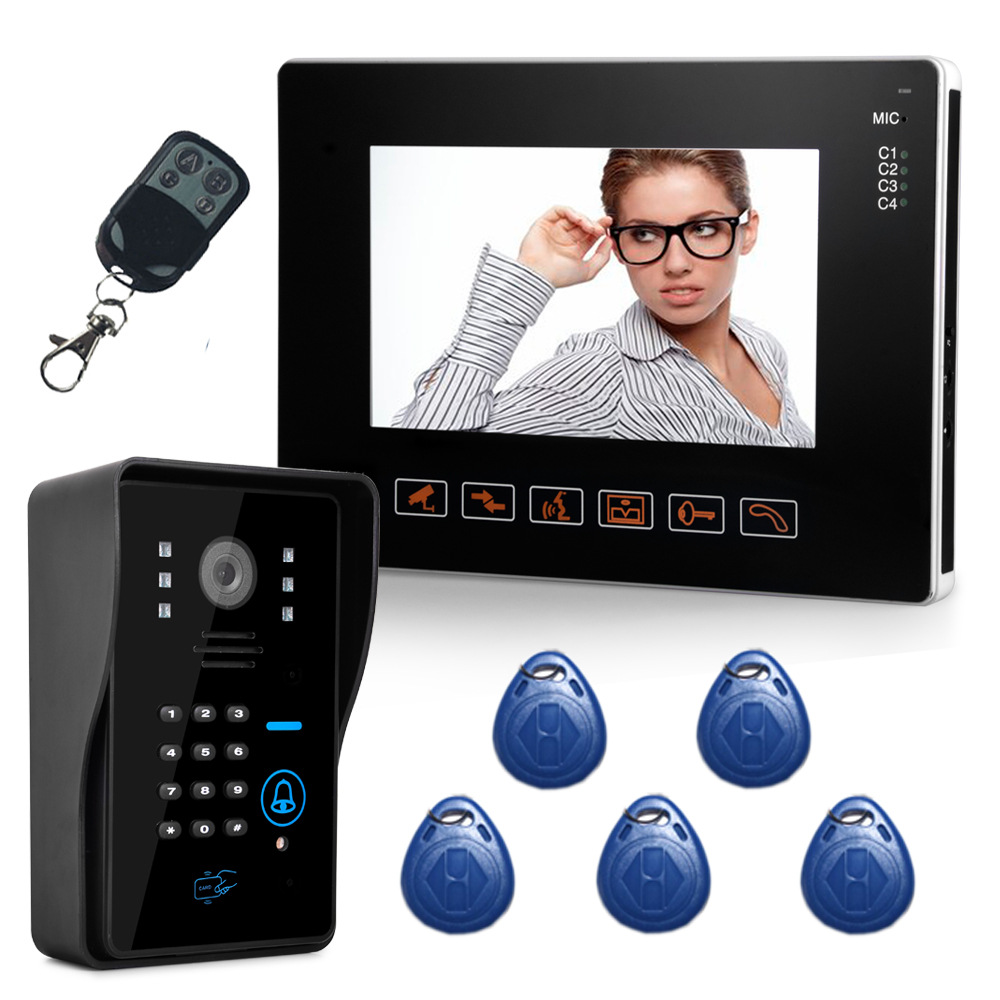 Mountain one sight 9 inch colour Doorbell touch Card password Unlock high definition 700 Line visual intercom