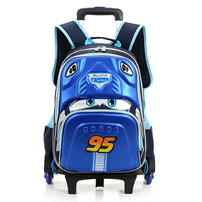 3D汽车三轮小学生拉杆书包男童双肩背包 爬楼梯可拆卸一件代发|ms