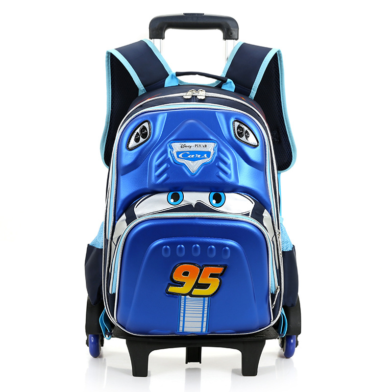 3D汽车三轮小学生拉杆书包男童双肩背包 爬楼梯可拆卸一件代发|ms