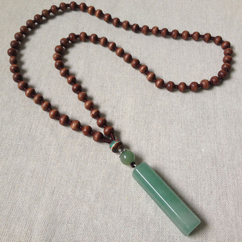 Sweater chain Chinese ethnic Buddhist Bead Necklace for women men Aventurine jade agate pendant pendant female pendant pendant chain