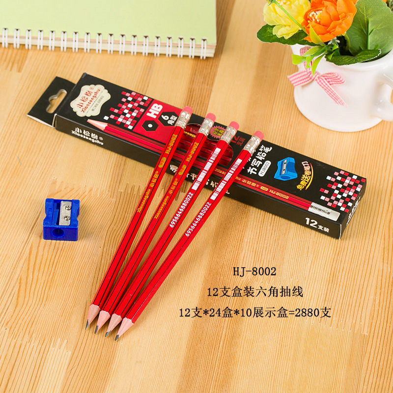 小松树铅笔不断芯小学生办公铅笔12支六角三角橡皮小松树详情图1