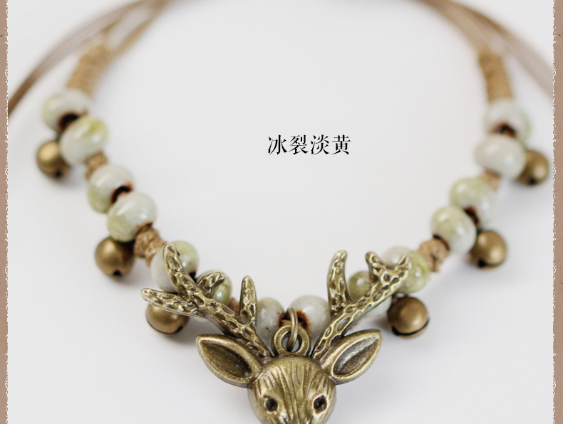 Giáng sinh handmade vòng đeo tay bằng gốm Ma Jialu với hươu tuổi bronze deer head bracelet điều chỉnh phụ kiện giải trí