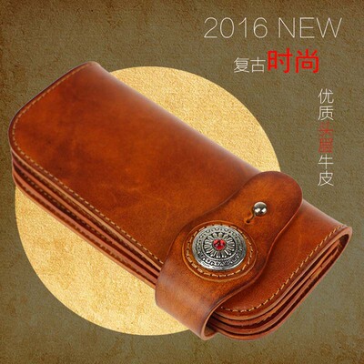 意大利植鞣革时尚手工手抓包 新款钱夹 潮流旅游休闲长钱包