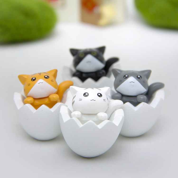 치킨 년 판 귀여운 달걀 껍질 고양이 손으로 만든 DIY 마이크로 조경 원예 조경 인형 창조적 인 손으로 만든 인형