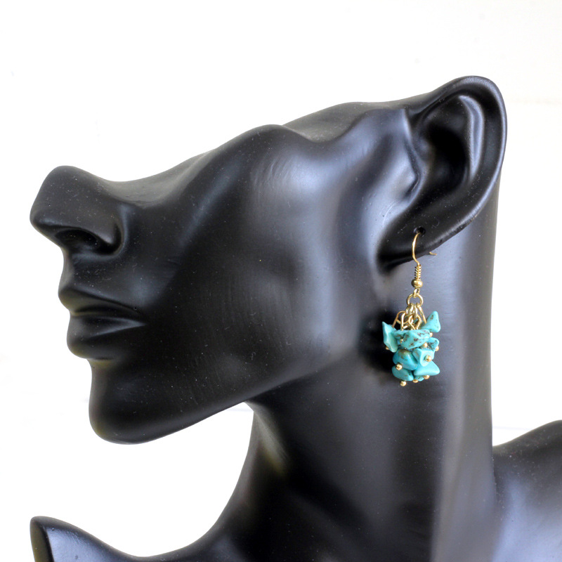 Natural Turquoise Gravel Earrings Handmade Grape Crush Earrings Stone Earrings Wholesale display picture 7