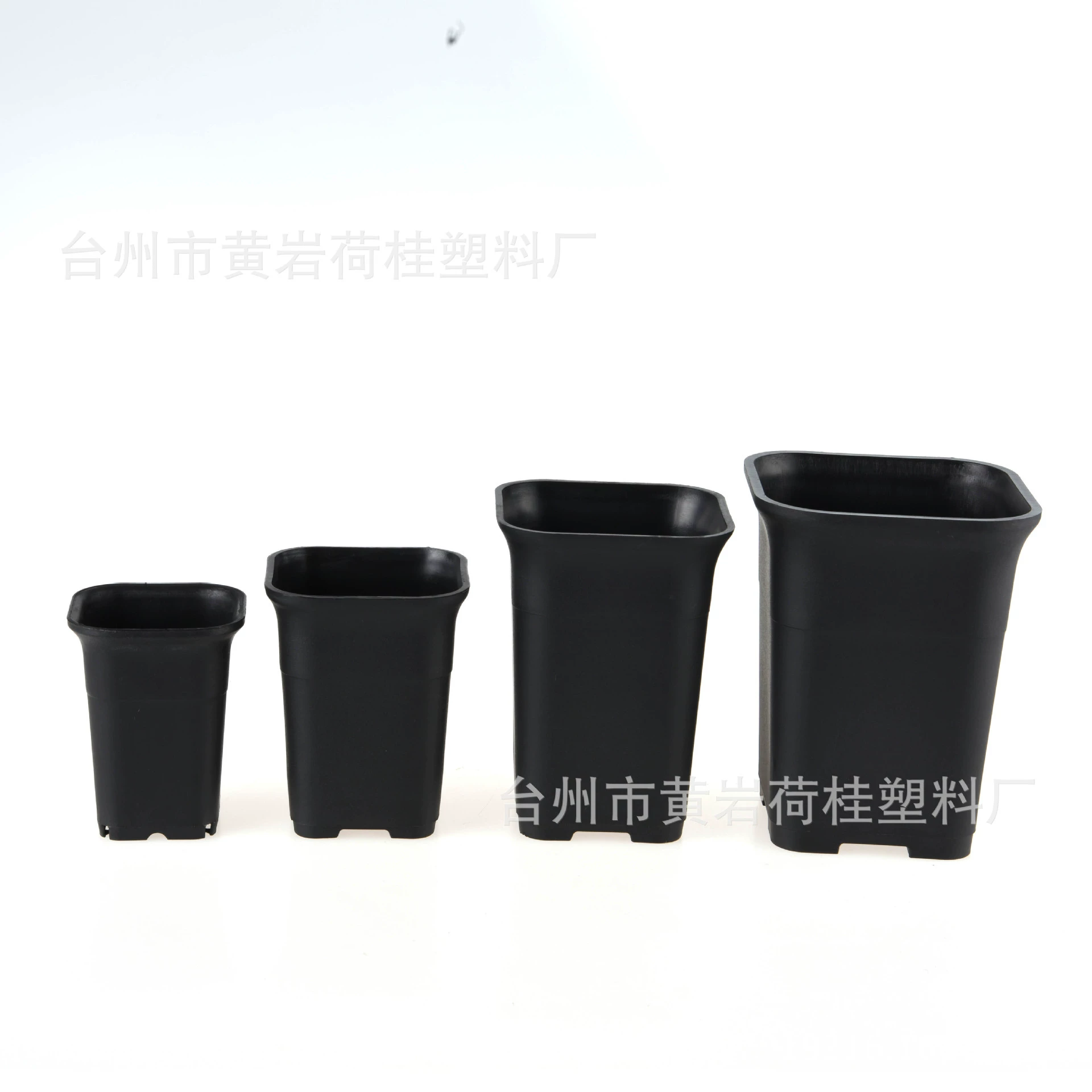 Вьентьянский горшок Средний пластиковый цветочный горшок Квадратный горшок Вьентьян с высокой талией Черный матовый мульти-мясной рассады