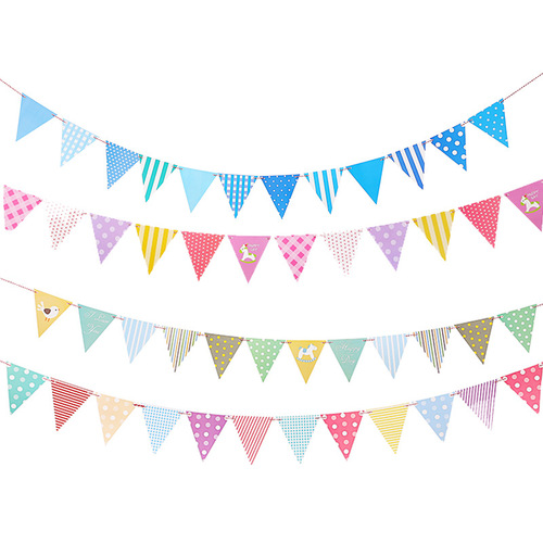 Festival party decoration supplies birthday pull flag banner pennant decoration arrangement colorful flag hanging flag props pull flowers