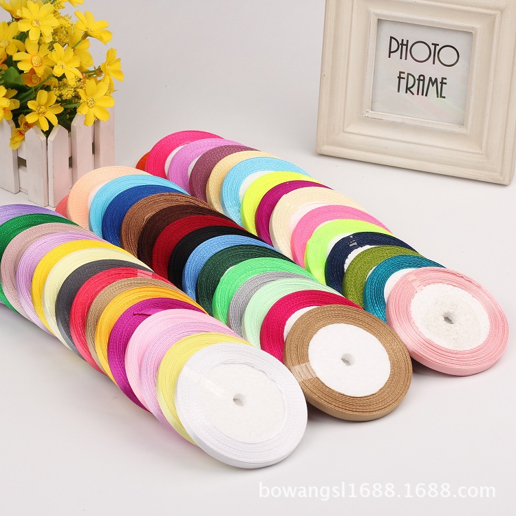 Venta al por mayor 0,6 cm cinta pastel regalo flor embalaje cinta 22 m largo multi-color boda Navidad decoración cinta