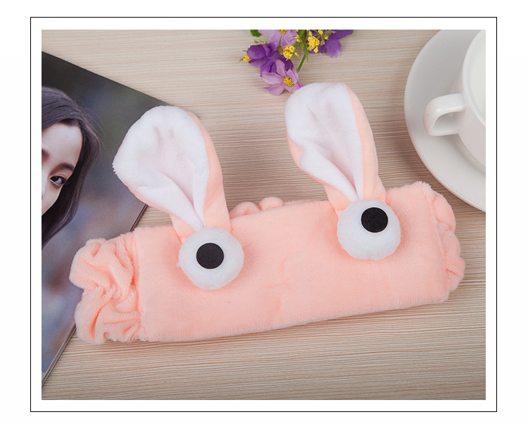 Korean Cartoon Cute Rabbit Ears Big Eyes Flannel Hairband Hair Accessories Wholesale display picture 8