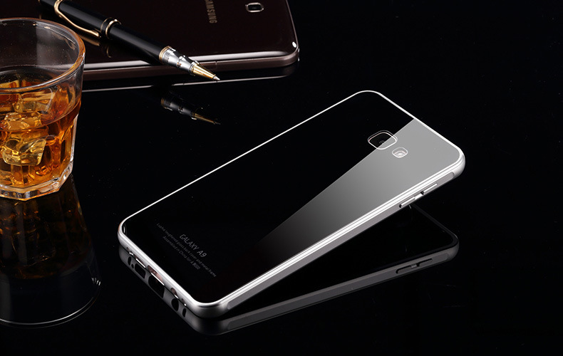 Luphie Aircraft Aluminum Metal Frame 9H Tempered Glass Back Cover Case for Samsung Galaxy A9 A9100 A9000