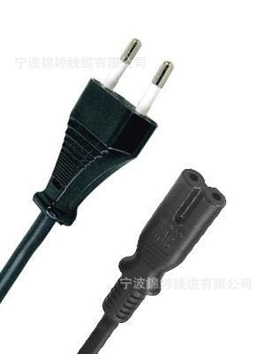 浙江锦婷生产欧规两芯插头2.5A电源线欧规电动工具插头