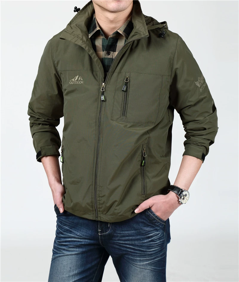 Jeep Shield Мужская повседневная Уличная Водонепроницаемая тонкая куртка из дышащей сетки, свободная куртка с воротником-стойкой, мужская куртка