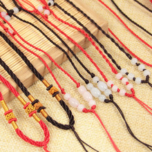 吊墜紅繩 手工編織加8珠掛繩 項鏈繩 菠蘿結 金剛結 咖啡黑線