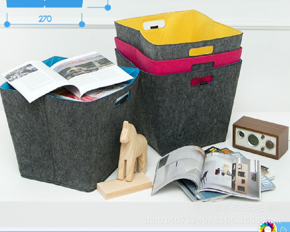 厂家直销 新款毛毡收纳包 毛毡收纳篮 杂物收纳篮 可定制低
