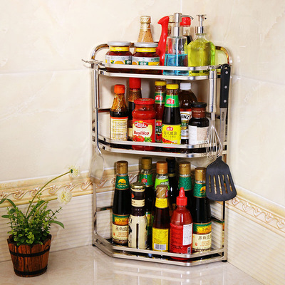 不鏽鋼廚衛置物架調味品收納角架廚房用品衛生間五金挂件代銷批發