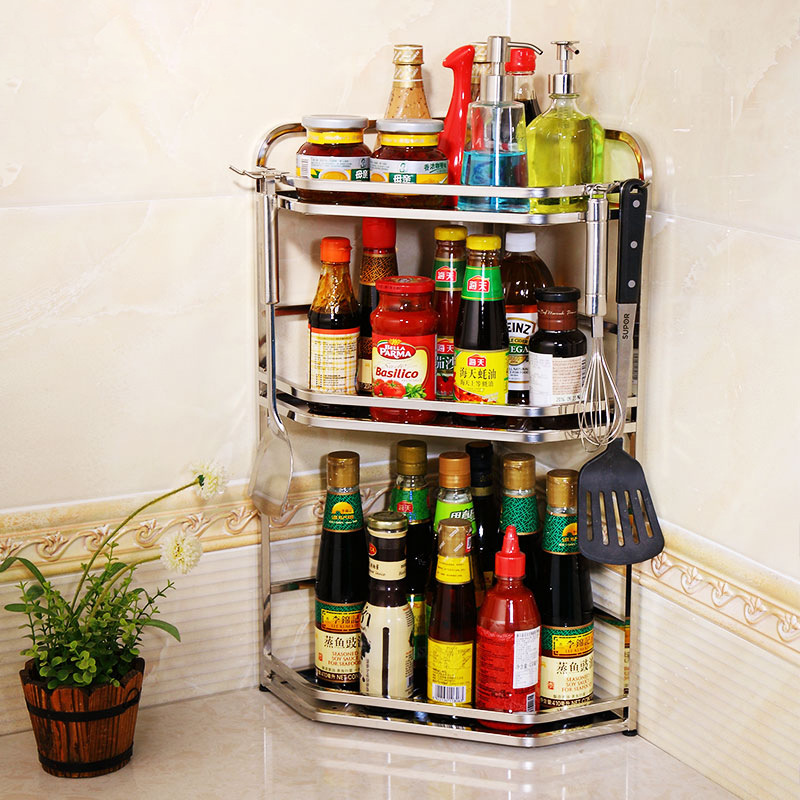 不鏽鋼廚衛置物架調味品收納角架廚房用品衛生間五金挂件代銷批發
