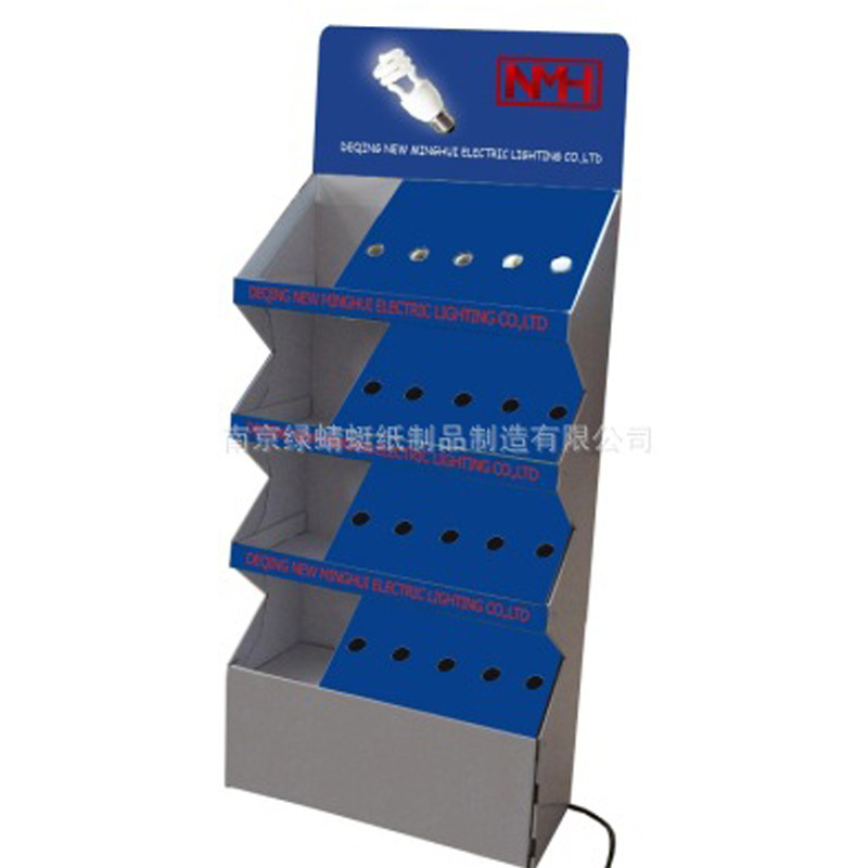 【厂家定制】纸货架超市商店LED节能灯具纸展示架落地纸促销架