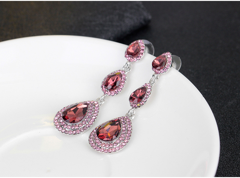 1 Pair Fashion Water Droplets Alloy Inlay Rhinestones Women's Drop Earrings display picture 4