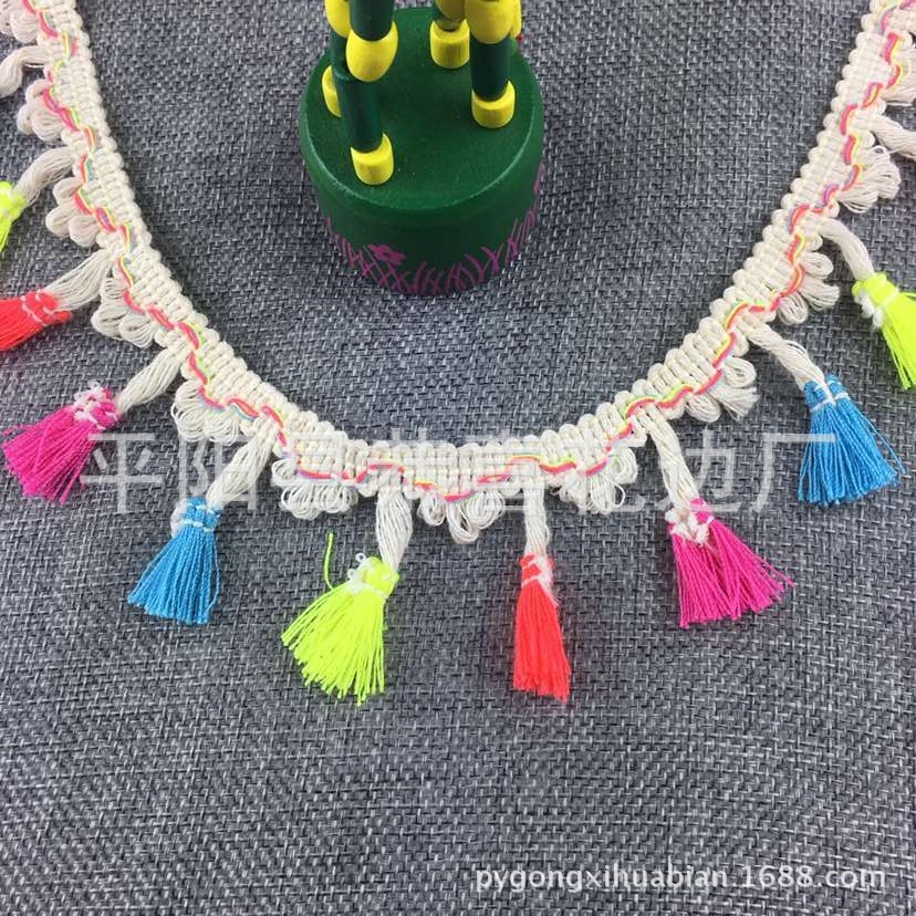 4色波浪扫把流苏