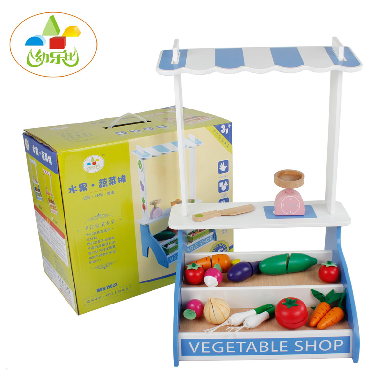 切切乐木制玩具角色扮演卖水蔬菜摊，宝宝过家家的最佳选择