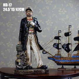 地中海风格 树脂人物摆件 海盗树脂工艺品 船长  家居摆件 HD-17
