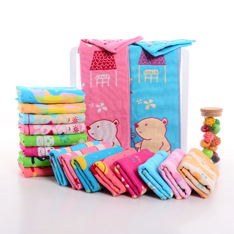 纯棉三层纱布儿童毛巾25*50提花童巾厂家直销